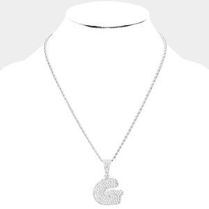 NEW -G- SIlver Bubble Initial Necklace Rhinestone Crystal
